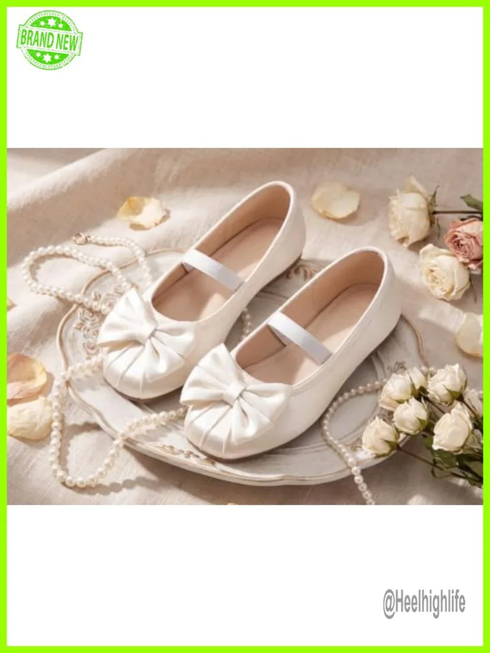 Girls Satin Square Toe Ballet Flats with Bow Mary Jane Shoes